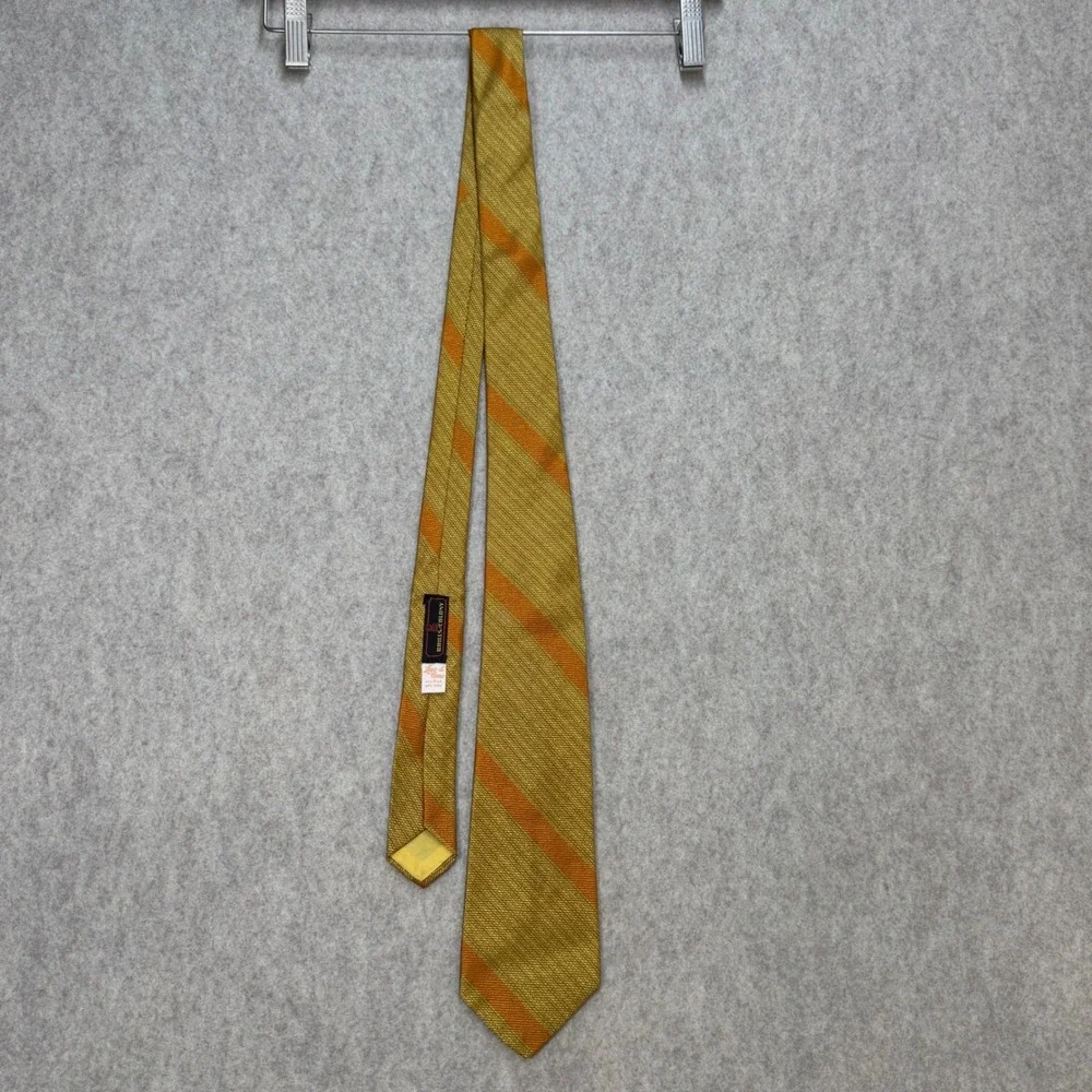 Brills Colony Lago di Como Mens Silk Tie Gold Orange Striped Textured Vintage